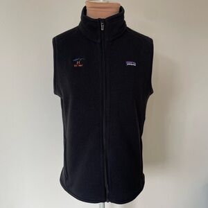 Patagonia H Mountain Fleece Lined Knit Full Zipper Front Black Vest Size Medium